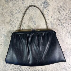 Vintage Ande Handbag Leather Purse Retro Shoulder Bag Chain Handle Evening Bag